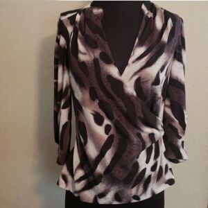 Ann Taylor Animal Print Wrap Blouse